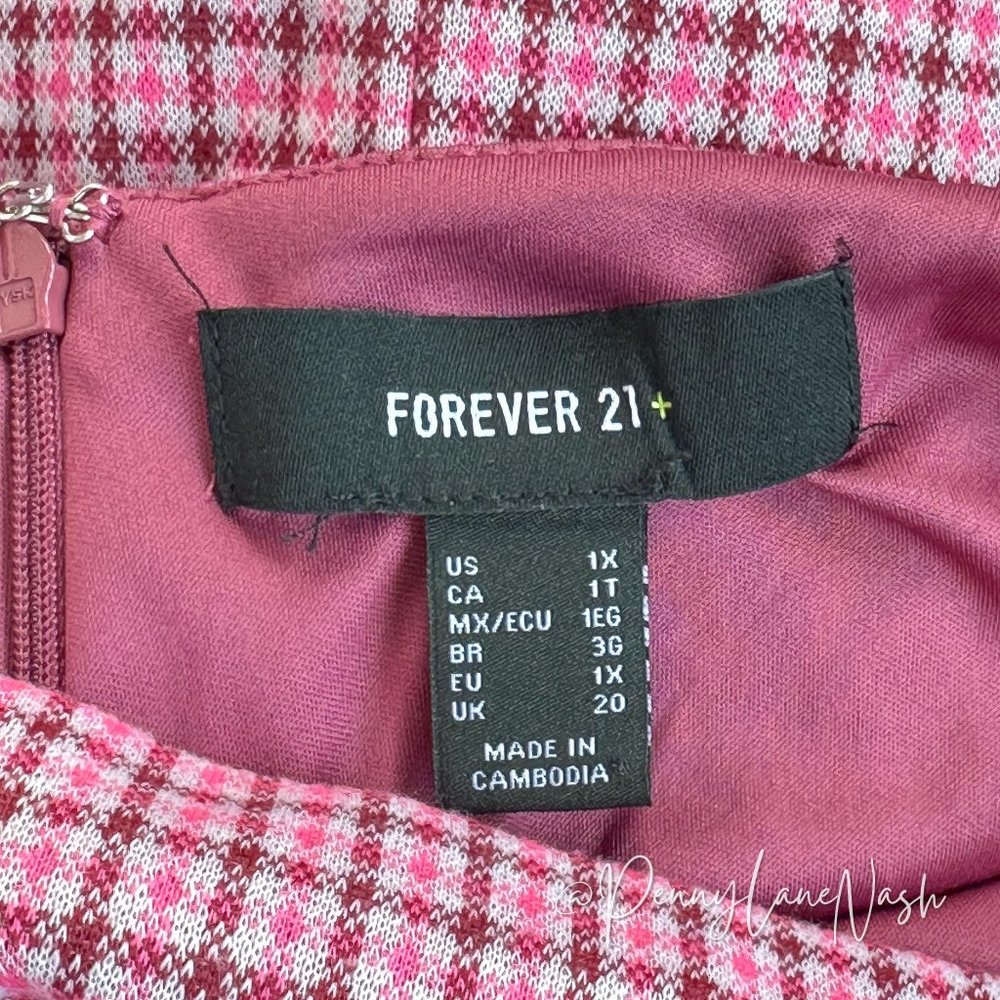 Forever 21 Plus Size Sleeveless Plaid Mini Dress Pink Multi - Picture 8 of 9